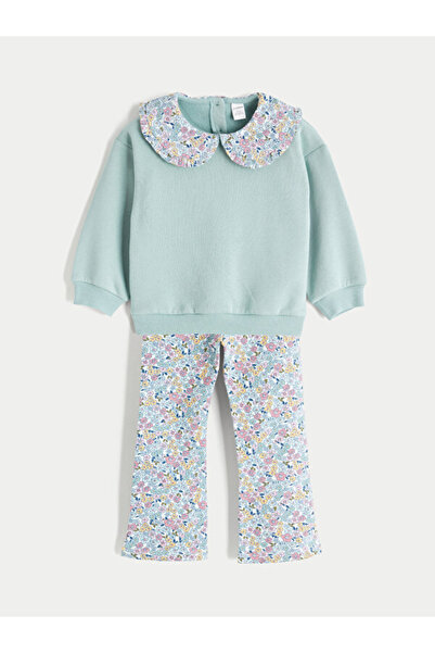 LC Waikiki Sparkling Choices Floral Girls' Sweatshirt and Leggings from Shini...