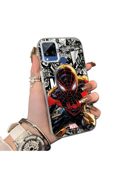 Hontinga Realme C15 Compatible Spiderman Patterned Silicone Edge Hard Back Ca...
