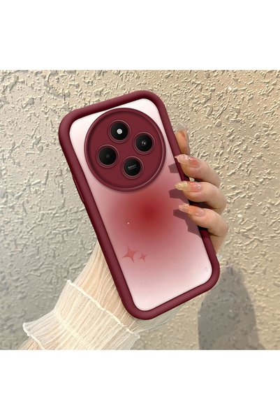 CHICASELUX جراب سيليكون بتصميم نجمة متدرجة بلون بورجوندي متوافق مع Redmi 14C ...
