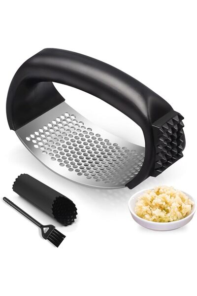 SWIUKPHE Garlic Press Rocker, Stainless Steel Garlic Mincer Crusher, Easy-Squ...