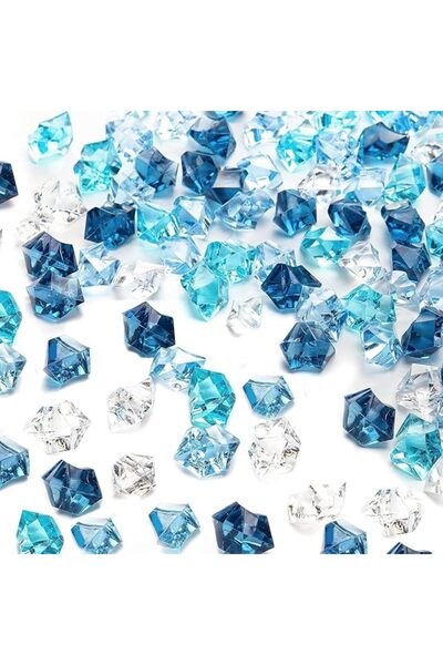 Tazweeq Blue Fake Ice, Acrylic Ice Rocks, Crystals Plastic Ice Cubes Diamonds...