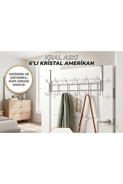 Kral askı 6 lı kristal Amerikan kapı askısı
