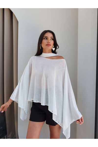 ESRAHELVACI Transparent Blouse with Stones and Scarf