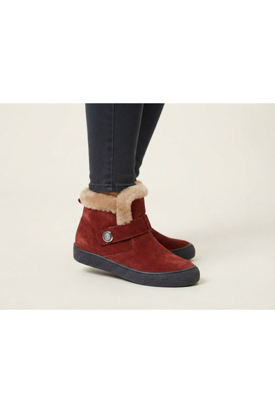 MARCO ROCCO Genuine Leather and Fur Velcro Strap Boots Women's Shoes