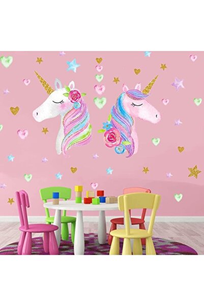 Aputue Unicorn Wall Stickers, Watercolor Pastel Decals for Girls Bedroom, Lar...