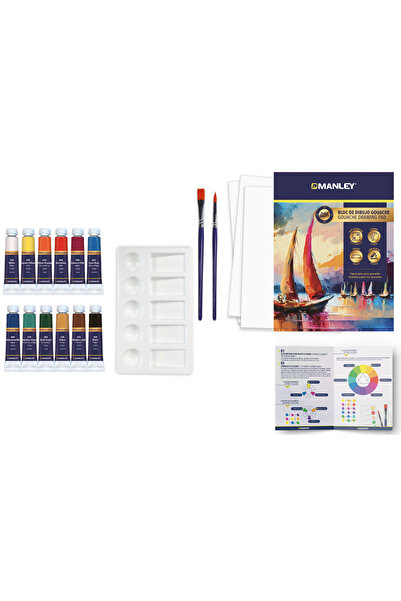 MANLEY Acrylic Tempera, 12Ml - 12 Colors/Set, Water Soluble,