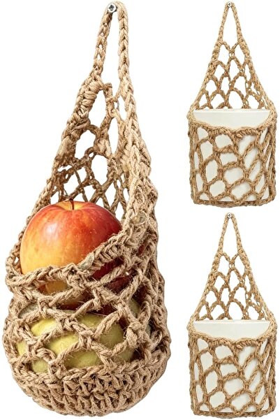 Generic Macrame Plant Hangers Indoor 3 Pieces Breathable Hand-Woven Net | Boh...