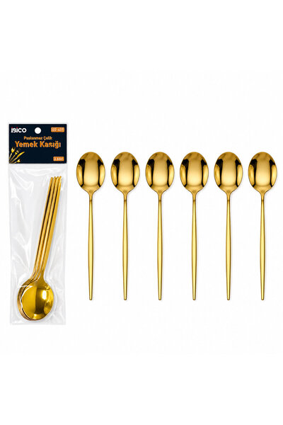 RiverWorld River World Parça Food Spoon Set Gold Color – Stainless Steel 6