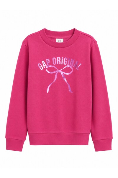 GAP Kids Gap Kids Girls' Crew Neck Bow Detail Logo Printed Sweatshirt 6-16 Ye...