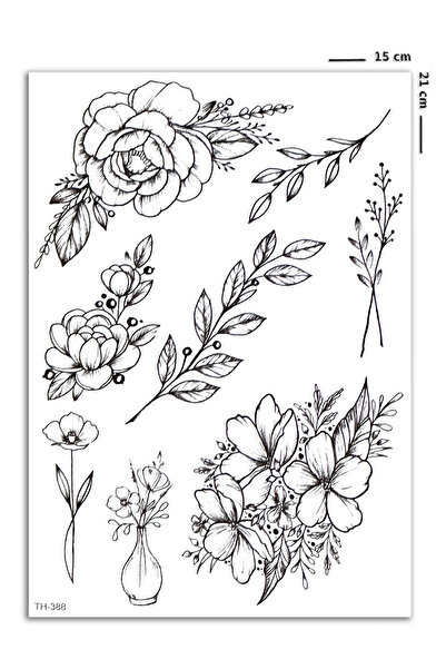 TAKIŞTIR Karışık Çiçek Desenli Geçici Dövme Tattoo