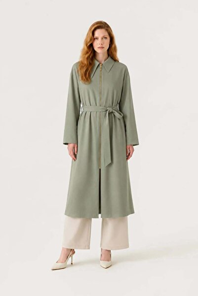 Zühre High Collar Belted Island Dress with Embroidery Detail 0387
