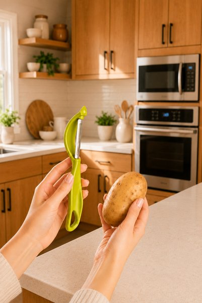 Sariva Home مقشرة فواكه وخضروات عملية مزودة بشفرات من الفولاذ المقاوم للصدأ، مريحة للاستخدام