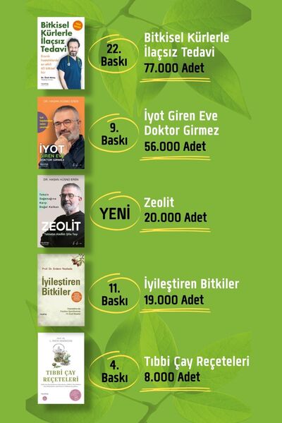 hayykitap Doğal ve Bitkisel Şifa Seti (5 Kitap) Bitkisel Kürlerle İlaçsız Tedavi - İyot Giren Eve Doktor Girmez - Zeolit - İyileştiren Bitkiler - Tıbbi Çay Reçeteleri