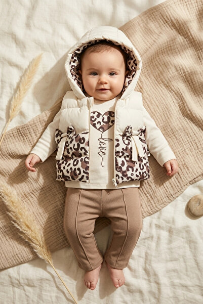 Hippıl Baby Girl's Leopard Patterned Inflatable Vest 3-Piece Combination Set ...