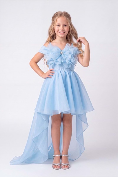 Mnk Baby&Kids Girl's Tailed Crystal Limni Evening Dress M00856 Blue