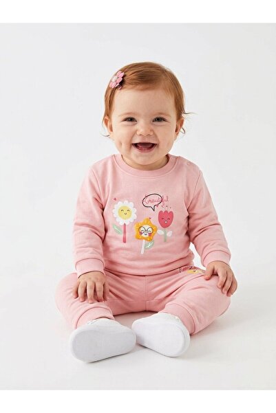 Kids Kingdom Cotton Floral Detailed Snap Fastener 2-Piece Baby Girl Set