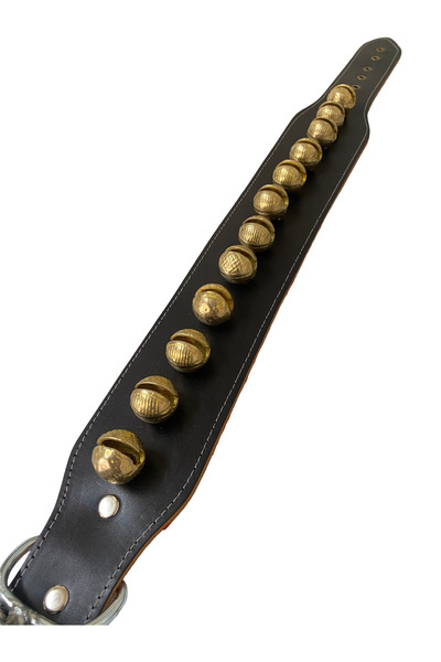 Sürmeli Tasma 12 Bell Wide Kangal Dog Collar Genuine Buffalo Leather