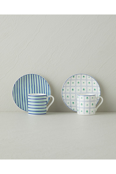 English Home Nautica New Bone China 4 Parça 2 Kişilik Kahve Fincan Takımı 80 ...
