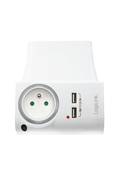 LogiLink ADAPTOR LOGILINK, 1 priză tip E, 2 porturi USB 5V/2.1A, 230V, 50 Hz,...