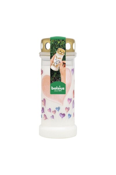 Bolsius Set 3 x Candela din Plastic cu Capac, Alba, Model Baloane, Bolsius, N...