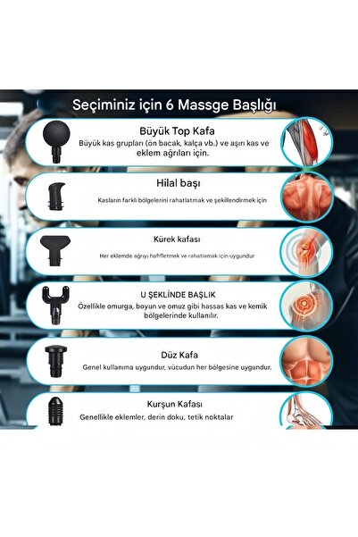 KRAFT HART X3pro Masaj Tabancası 7 Başlıklı Spor 30 Hız Vurmalı Süper Sessiz Fırçasız Motor