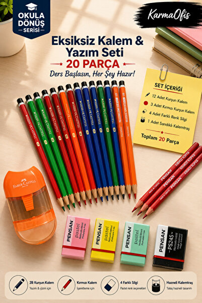 Faber Castell Back to School 20 Piece Pencil Set – 12 2B Opaque Pencils, 3 Re...