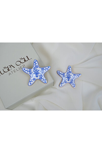 ATELİER TUĞBA Kp630 Chinese Patterned Sea Star Earrings (Length 45 mm)