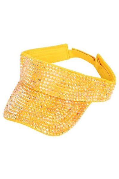 STARSTAR Open-face hat 56-58cm brim7cm rhinestone adjustable for golf/beach.