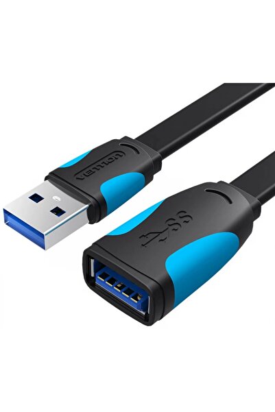 Vention USB extension cable, 1.5m, USB 3.0 (T) to USB 3.0 (M), PVC, flat, bla...