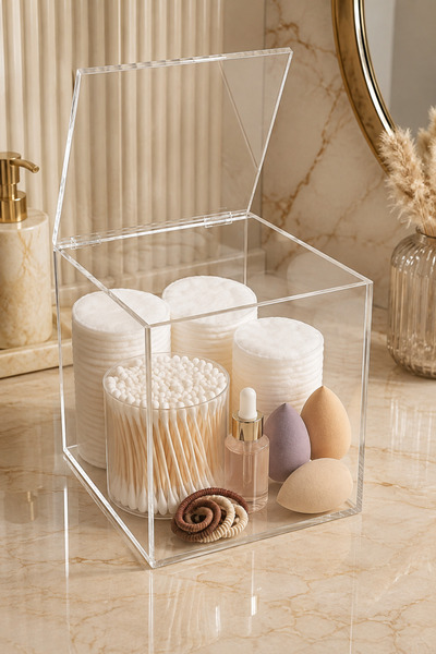 MY1COMPANY Transparent Plexiglass Organizer with Lid Multi-Purpose Bathroom M...