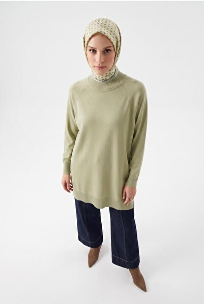 Armine Trend Reglan Kol Bisiklet Yaka Ribanalı Soğuk İplik Triko Tunik