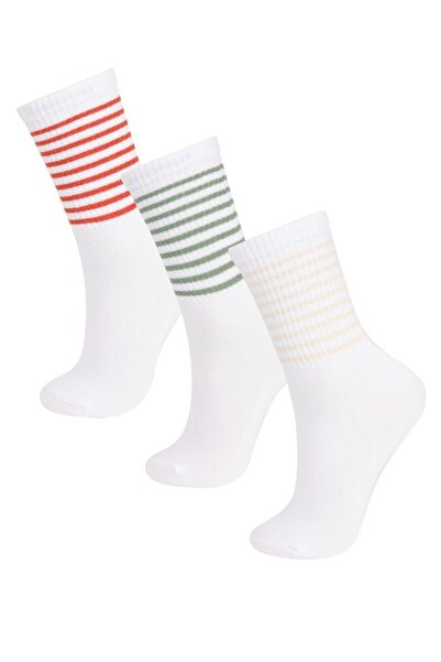 DeFacto Women's Comfortable Elastic 3-Piece Cotton Long Socks A5875Axns