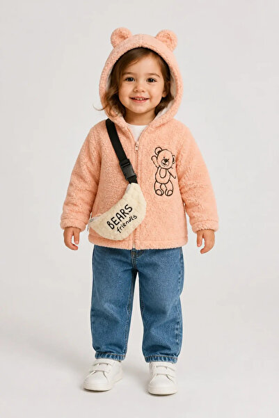 aden kids Cardigan pentru copii în carouri maro cu accesorii din pluș - Unise...
