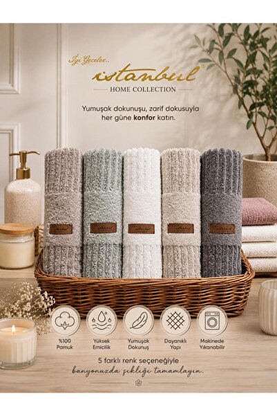 İyi Geceler İstanbul Linear 5-Piece Face Towel Set