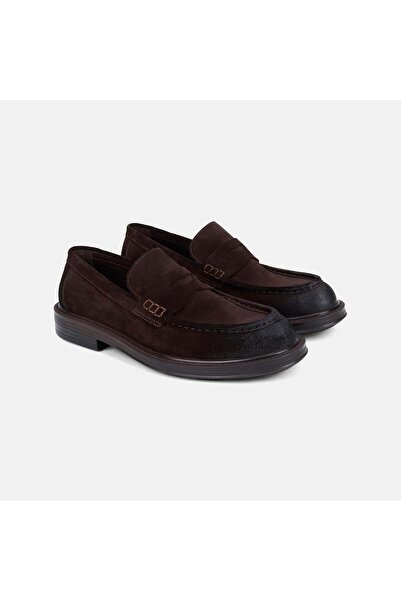 Desa Men's Brown Suede Leather Classic Loafer with Band Detail
