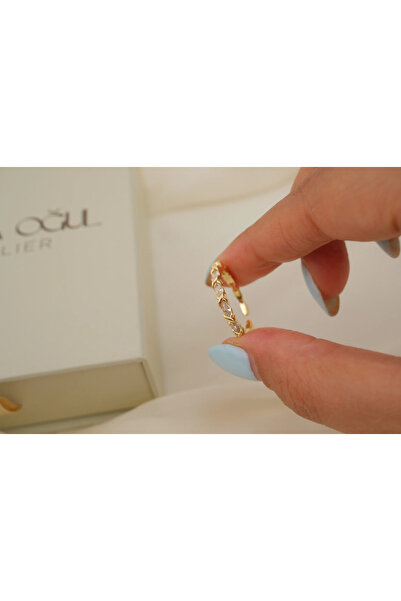 ATELİER TUĞBA Yzk679 Marquise Cut Thin Gold Adjustable Ring