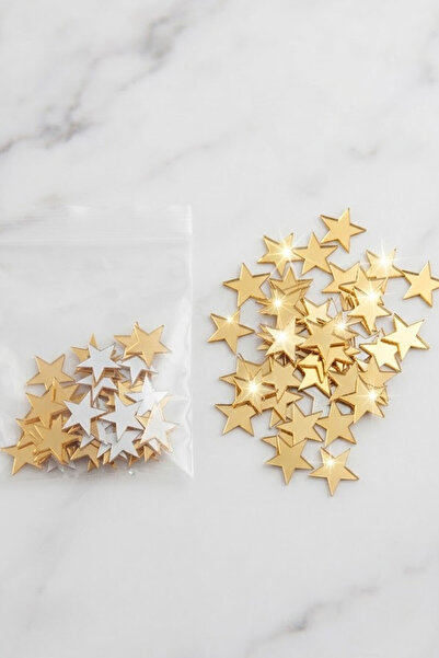 Kuzeylina Stea din plexiglas aurie 2 cm, accesoriu decorativ autoadeziv pentr...