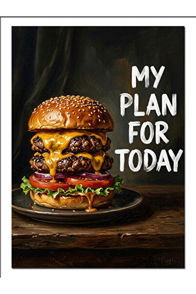 Artmeg Planul meu pentru azi Burger Pânză decorativă - Masă din lemn MDF
