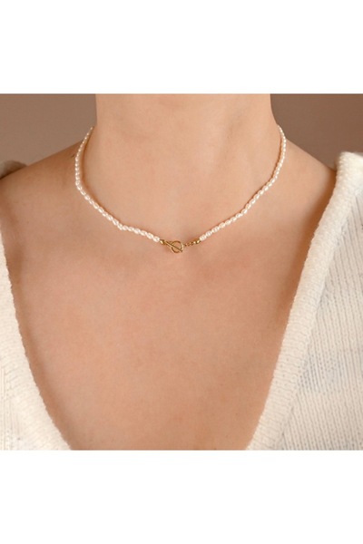 Taşmir Certified Real Barley Pearl Necklace - t Lock