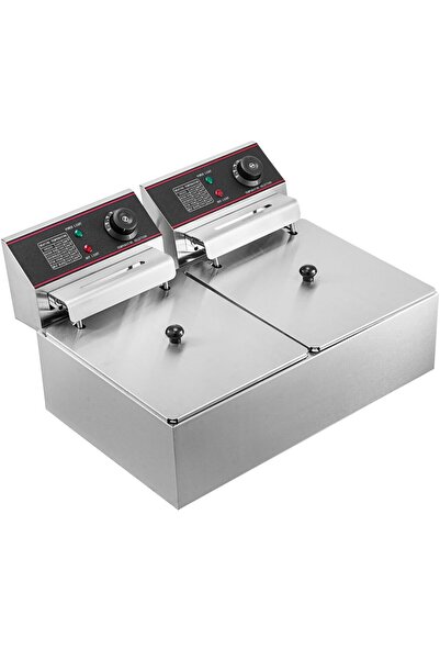 VEVOR Friteuza dubla electrica Inox, 2 x 2500 W, capacitate ulei 2 x 6 l, dim...