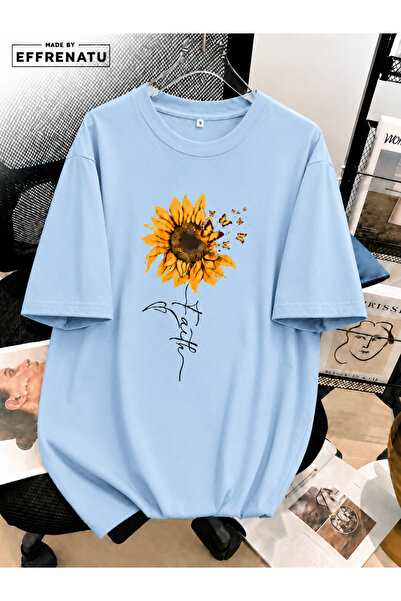 EFFRENATU Cute Sunflower Print Oversized T-Shirt in Distinctive Colors