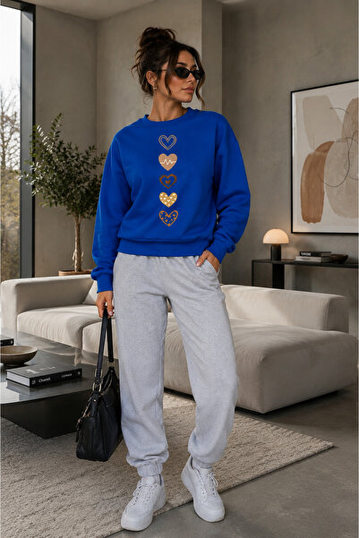 Gutsy Women's 2-Piece Sporty Stylish Tracksuit Set with Shardonlu Heart Print