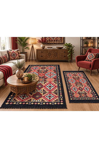 Horecahome Set 1+1 Covoare țesute, cu două fețe, 1 buc. 140x215 + 1 buc. 60 x...