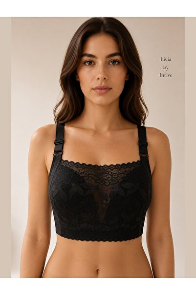 İntive Lingerie حمالة صدر ليفيا ذات ياقة مربعة ودانتيل أمامي، حمالات صدر نسائ...