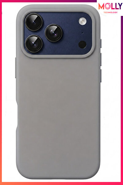 Molly iPhone 17 PRO İçin Alfa Gri Liquid İçi Kadife Mat Silikon Kılıf