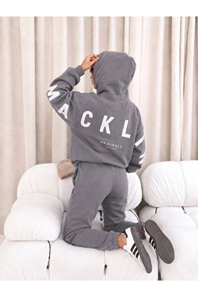 macklin Unisex Women's and Men's Back Printed Oversize 3 Thread Hooded Tracks...
