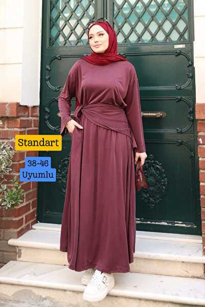 Mogi Butik Women's Cupra Pike Fabric Comfortable Cut Hijab Dress with Mobile ...