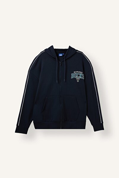 DeFacto Nba Milwaukee Bucks Oversized Hooded Zippered Sweatshirt Cardigan wit...