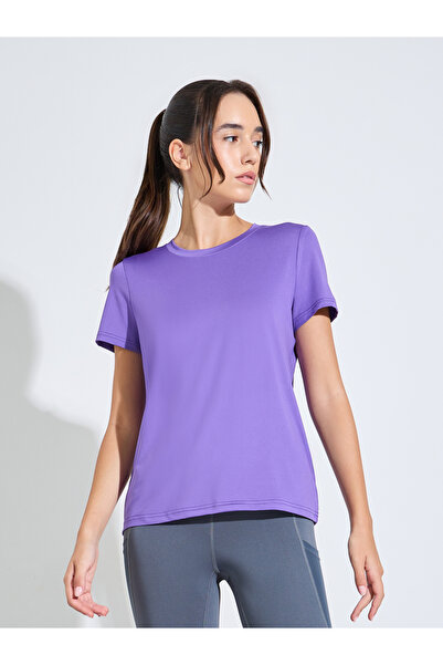 Styli Purple Basic Round Neck Short Sleeve Top