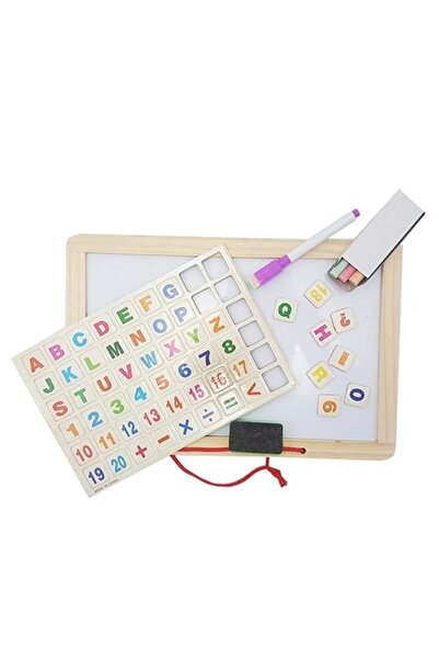 ONMART 4 in 1 Wooden Black Board + Magnetic White Board Easel with ABC Alphab...